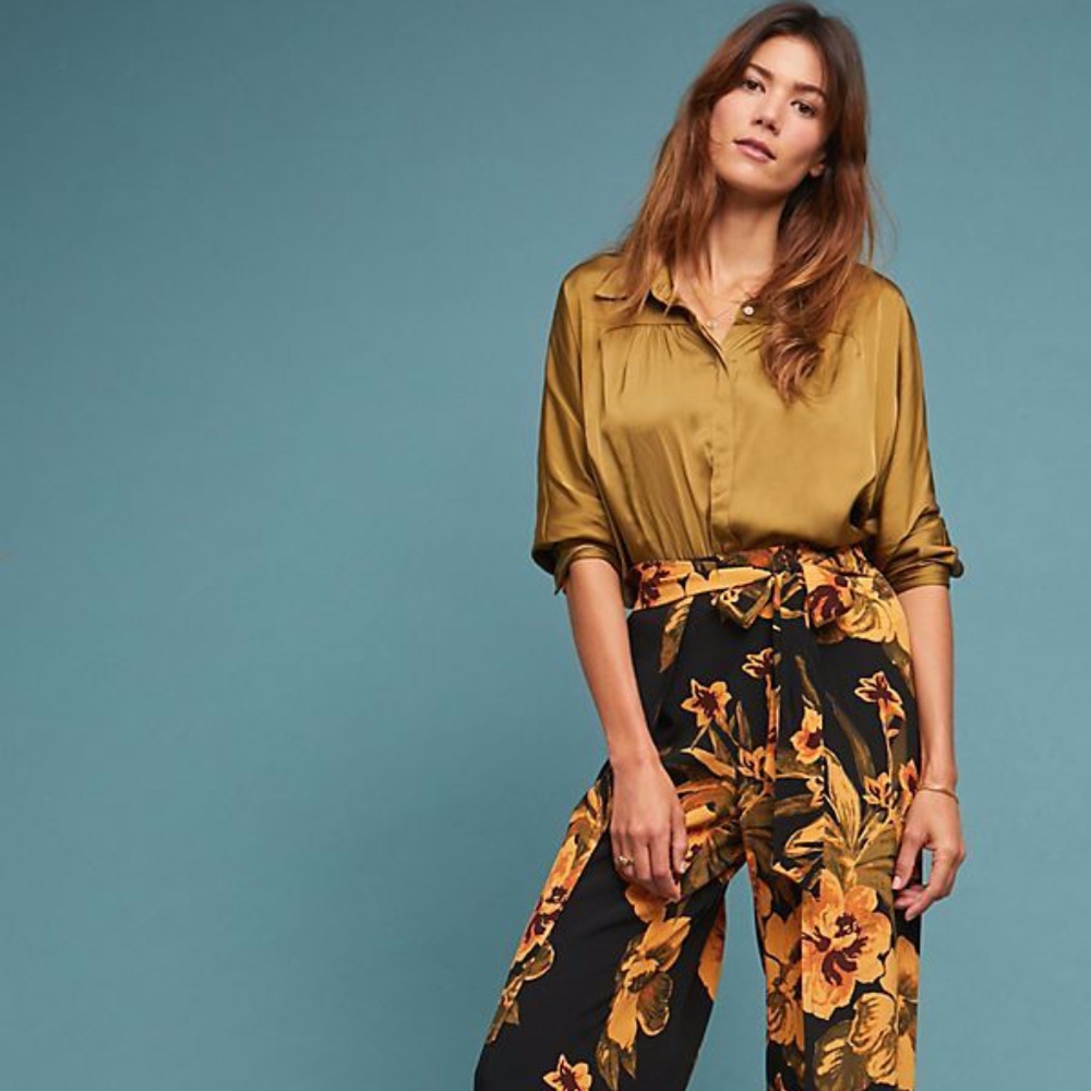 Anthropologie tie front blouse